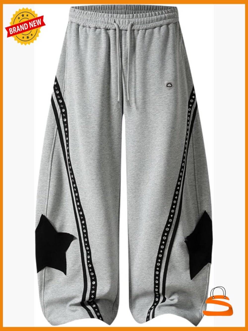 Unisex Y2k Baggy Star Stripe Wide Leg Sweatpants Lounge Pants Elastic Waist